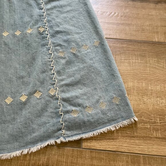 Free People Dress Womens M Denim Lightweight Embroidered Sun Mini Sleeveless - Picture 9 of 11